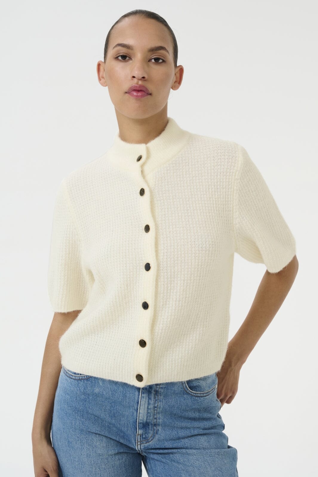 Gestuz - Alphagz Ss Short Cardigan - 102336 Ivory - Image 6