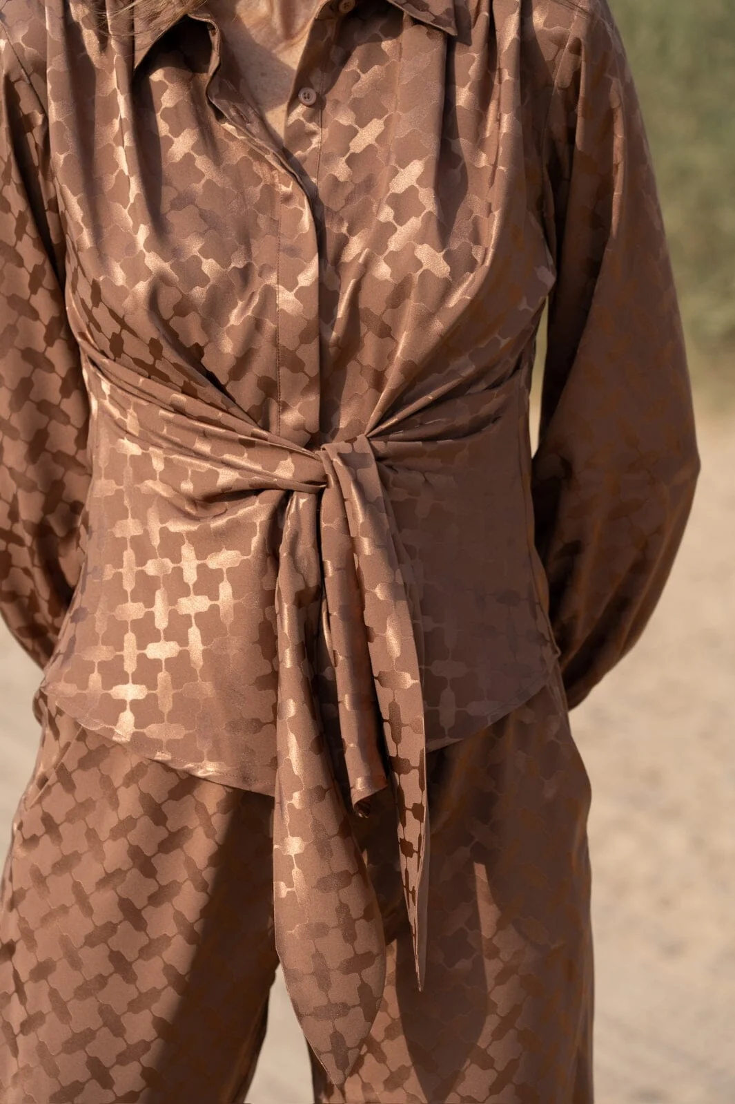 Karmamia - Lee Shirt - Camel Keffiyeh Jacquard - Image 4