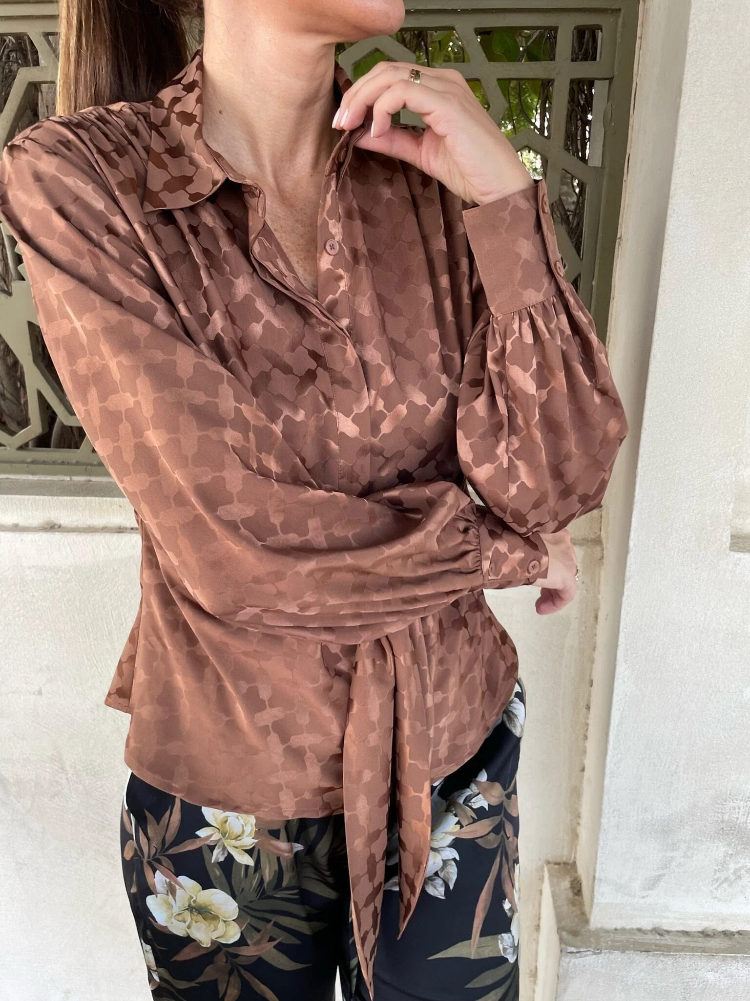 Karmamia - Lee Shirt - Camel Keffiyeh Jacquard - Image 6