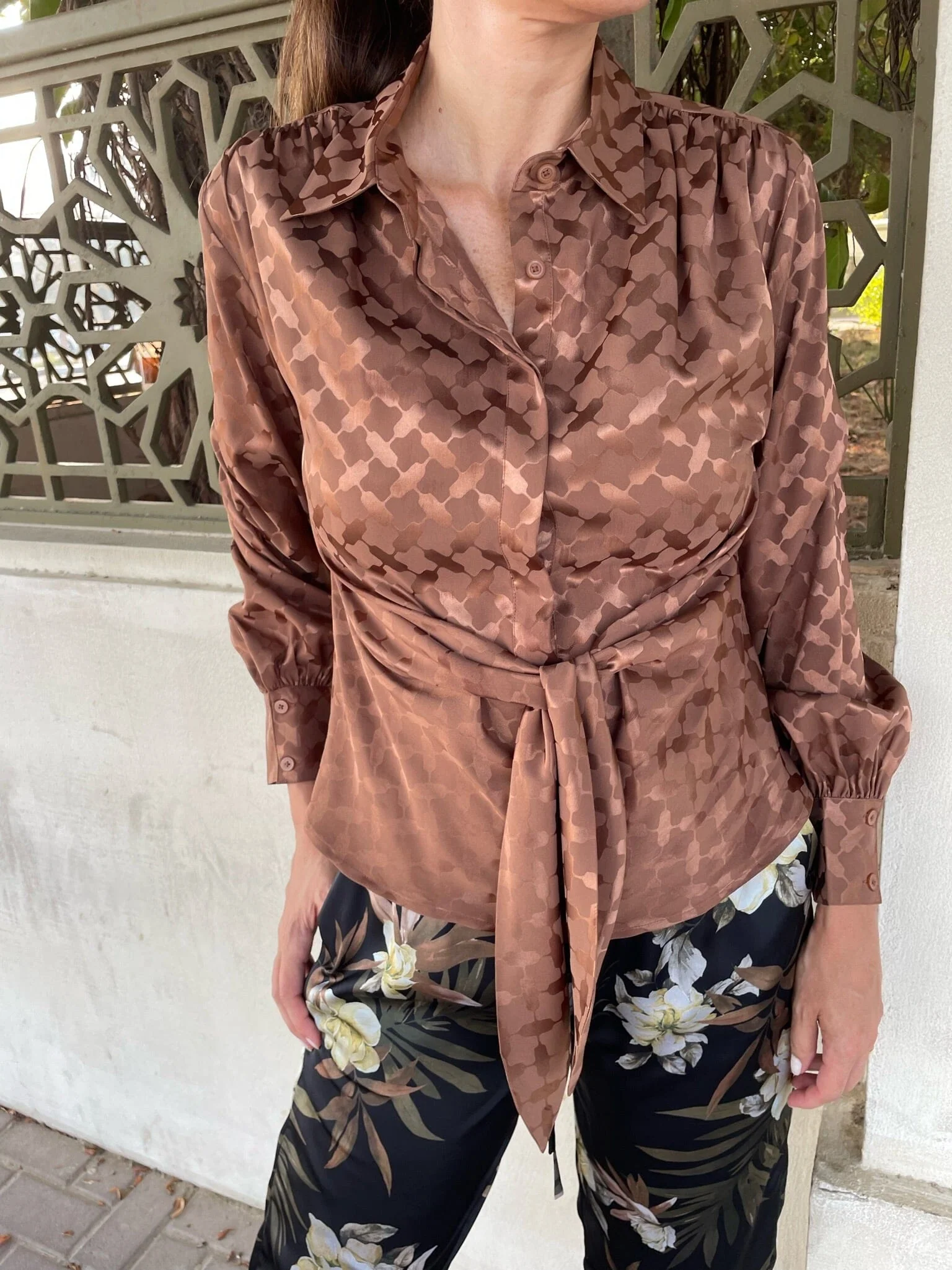 Karmamia - Lee Shirt - Camel Keffiyeh Jacquard - Image 7