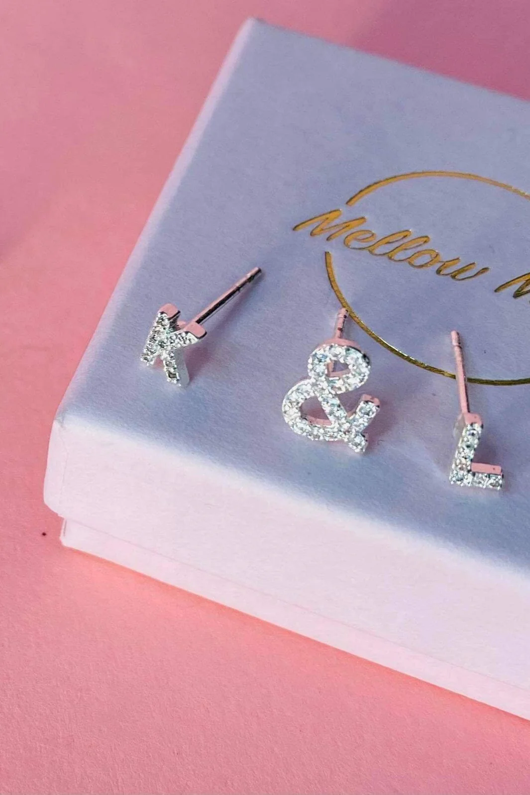 Mellow Moon - Bogstav Ørering - Forsølvet med sten - (1 stk) - Image 4