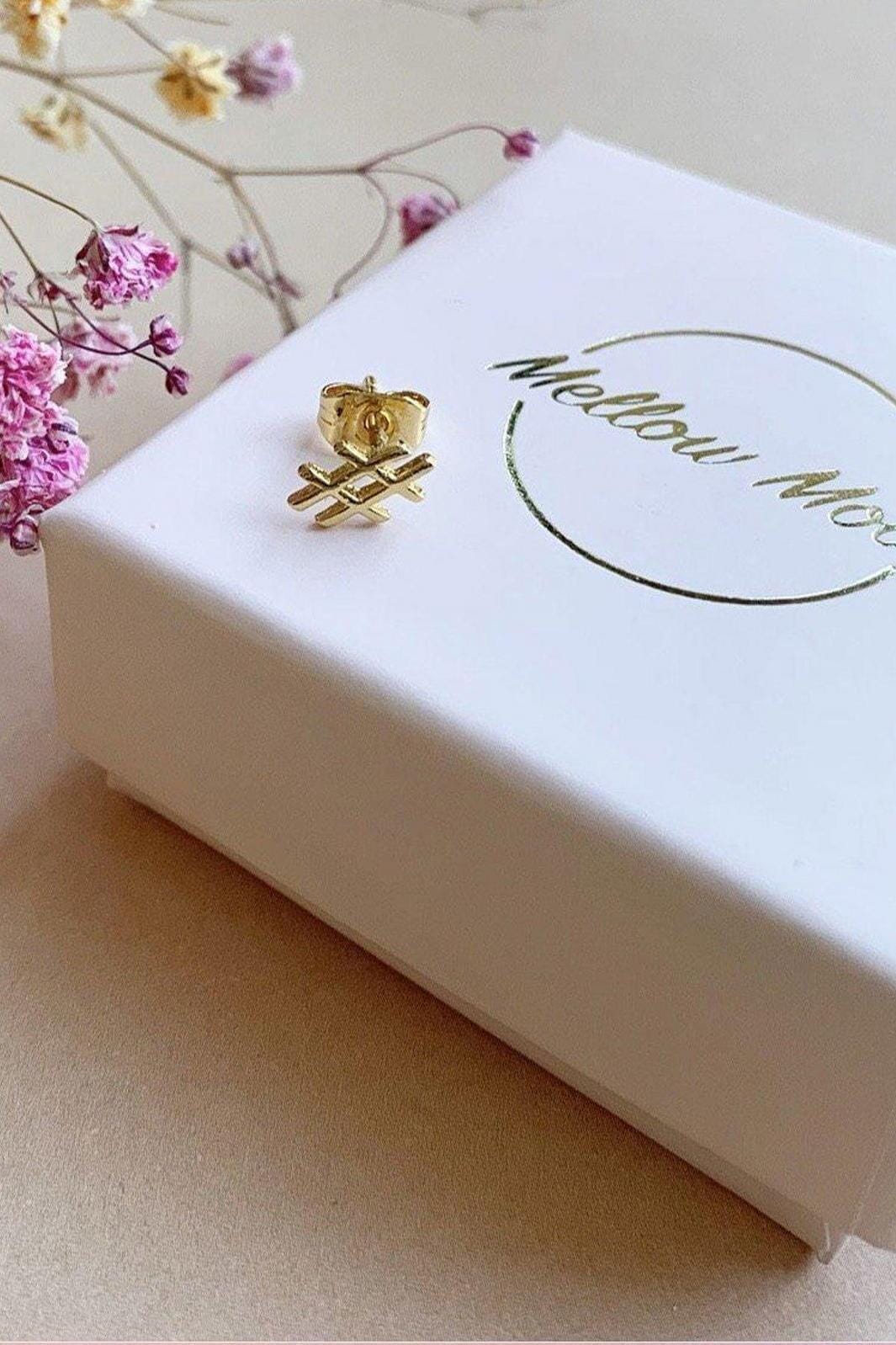 Mellow Moon - Forgyldt ørering - Hashtag - (1 stk.) - Image 4