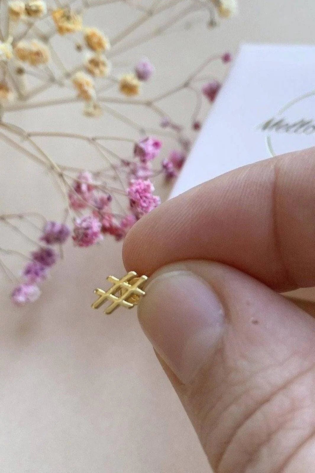 Mellow Moon - Forgyldt ørering - Hashtag - (1 stk.) - Image 6