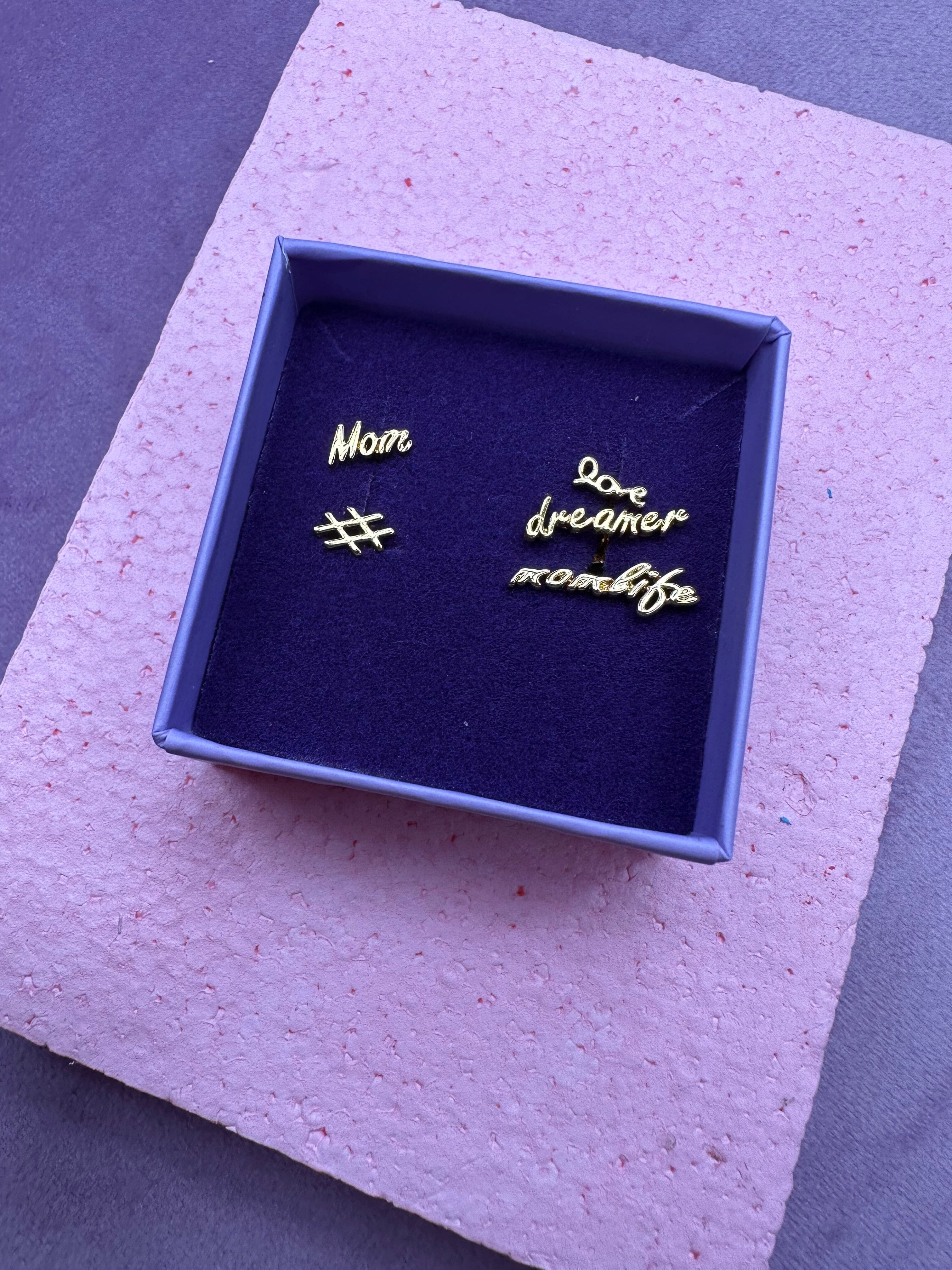 Mellow Moon - Forgyldt ørering - Hashtag - (1 stk.) - Image 7