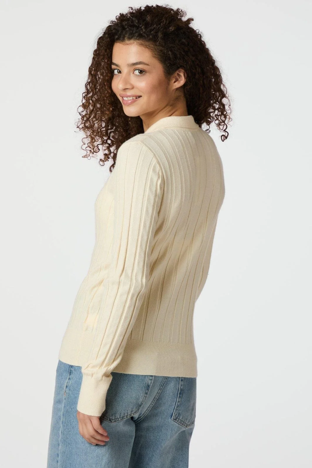 Neo Noir - Rio Solid Knit Cardigan 164579 - 191 - Light Yellow - Image 6