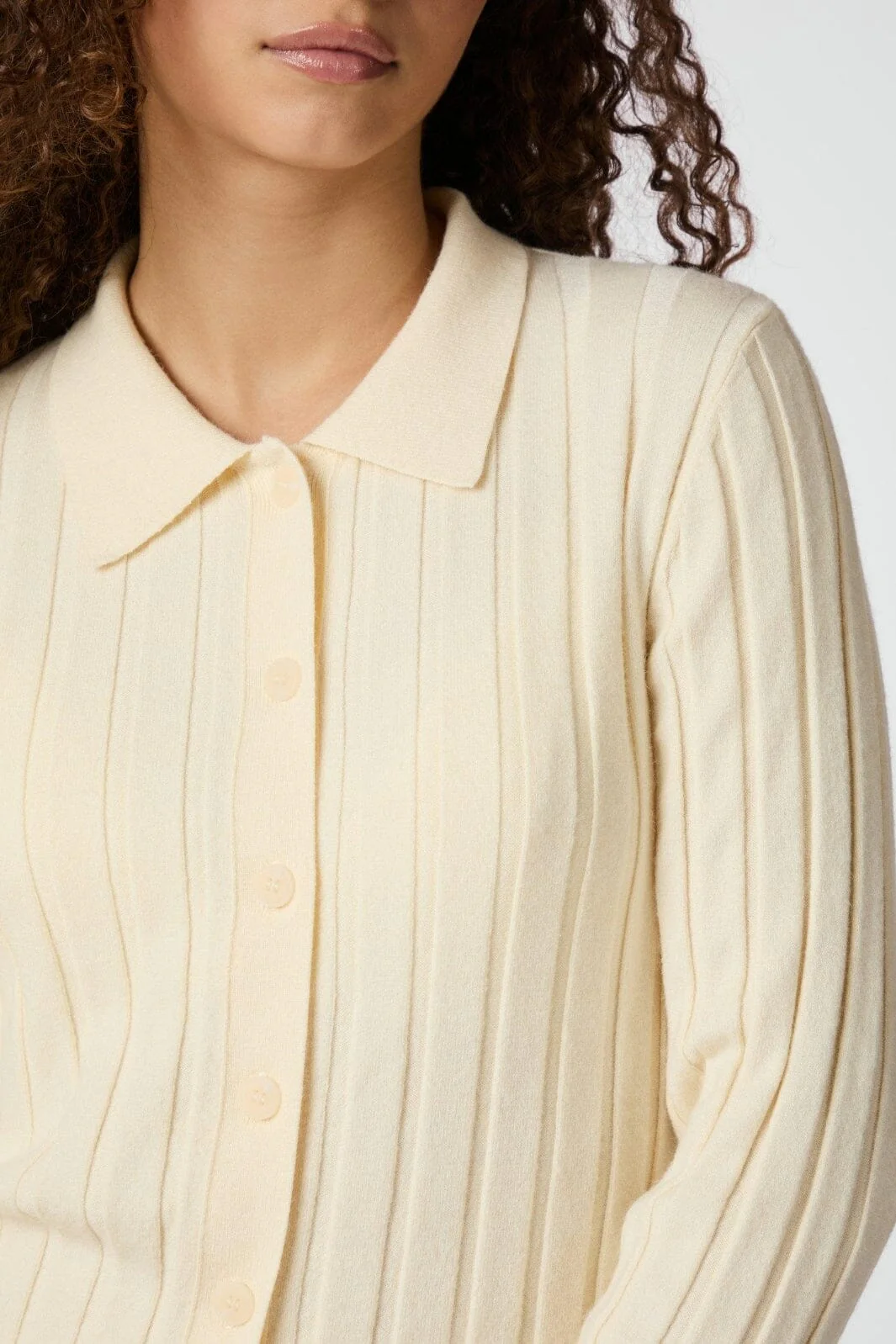 Neo Noir - Rio Solid Knit Cardigan 164579 - 191 - Light Yellow - Image 8