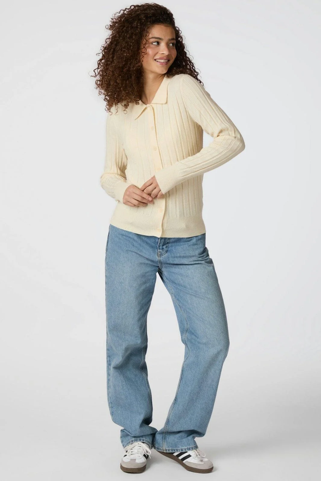 Neo Noir - Rio Solid Knit Cardigan 164579 - 191 - Light Yellow - Image 9