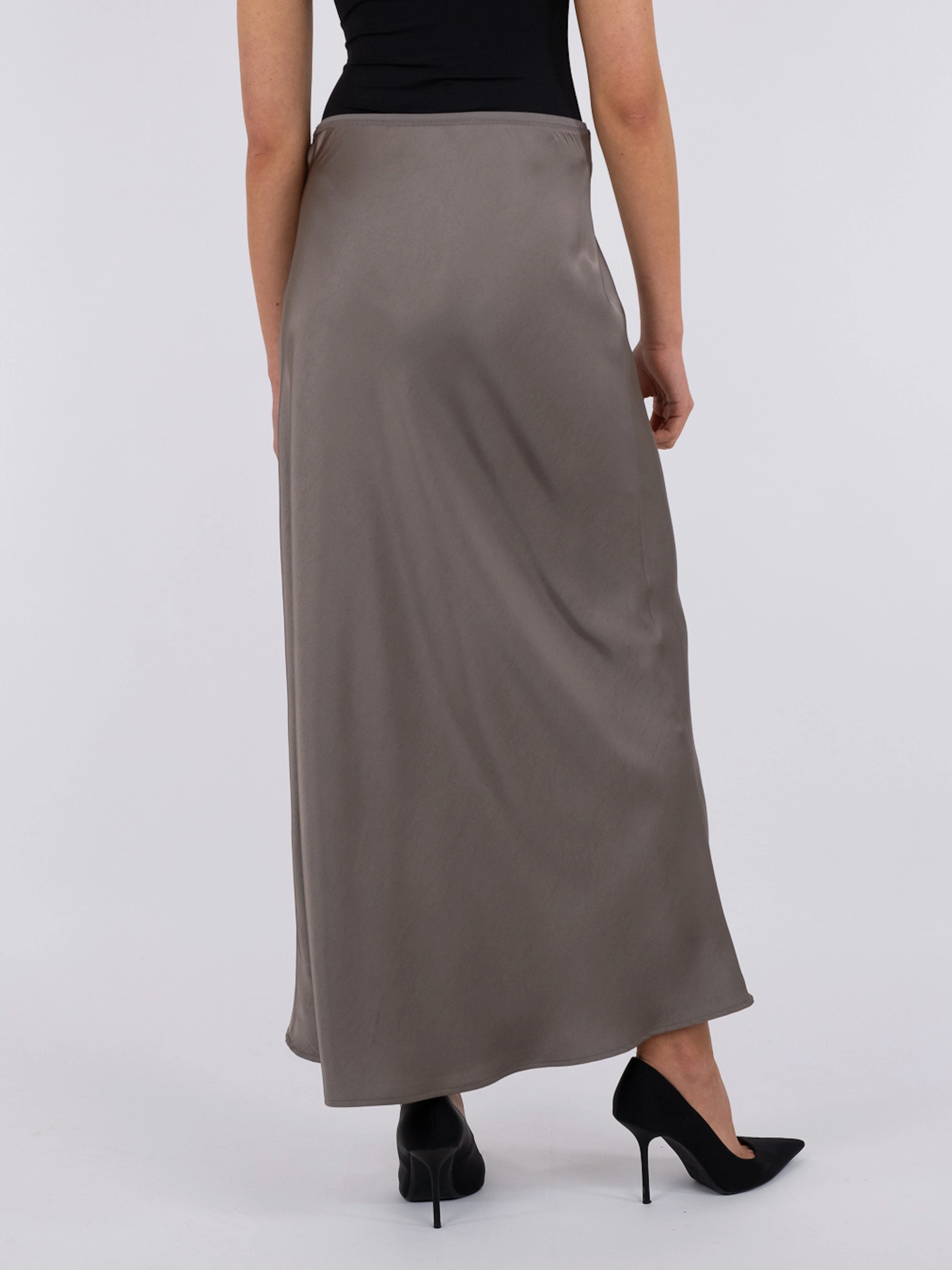 Neo Noir - Vicky Heavy Sateen Skirt - Warm Grey - Image 6