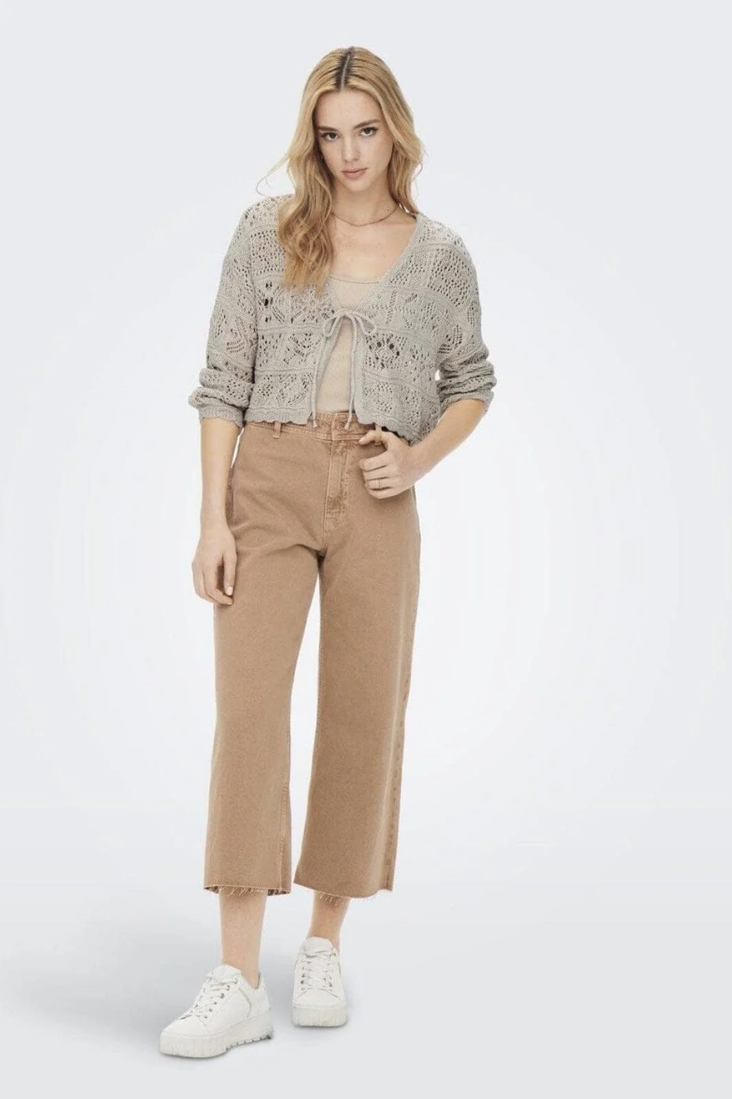 Only - Onlbeach Life 7/8 Tie Cardigan Knt - 4032191 Pumice Stone - Image 5