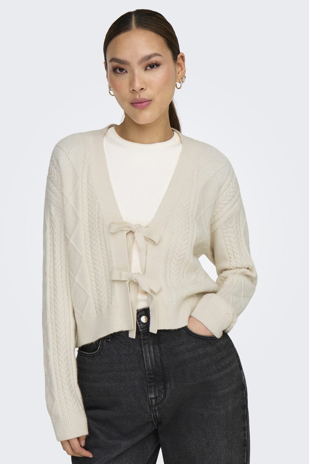Only - Onlfia Ls String Cardigan Knt Nca - 4510273 Whitecap Gray - Image 3