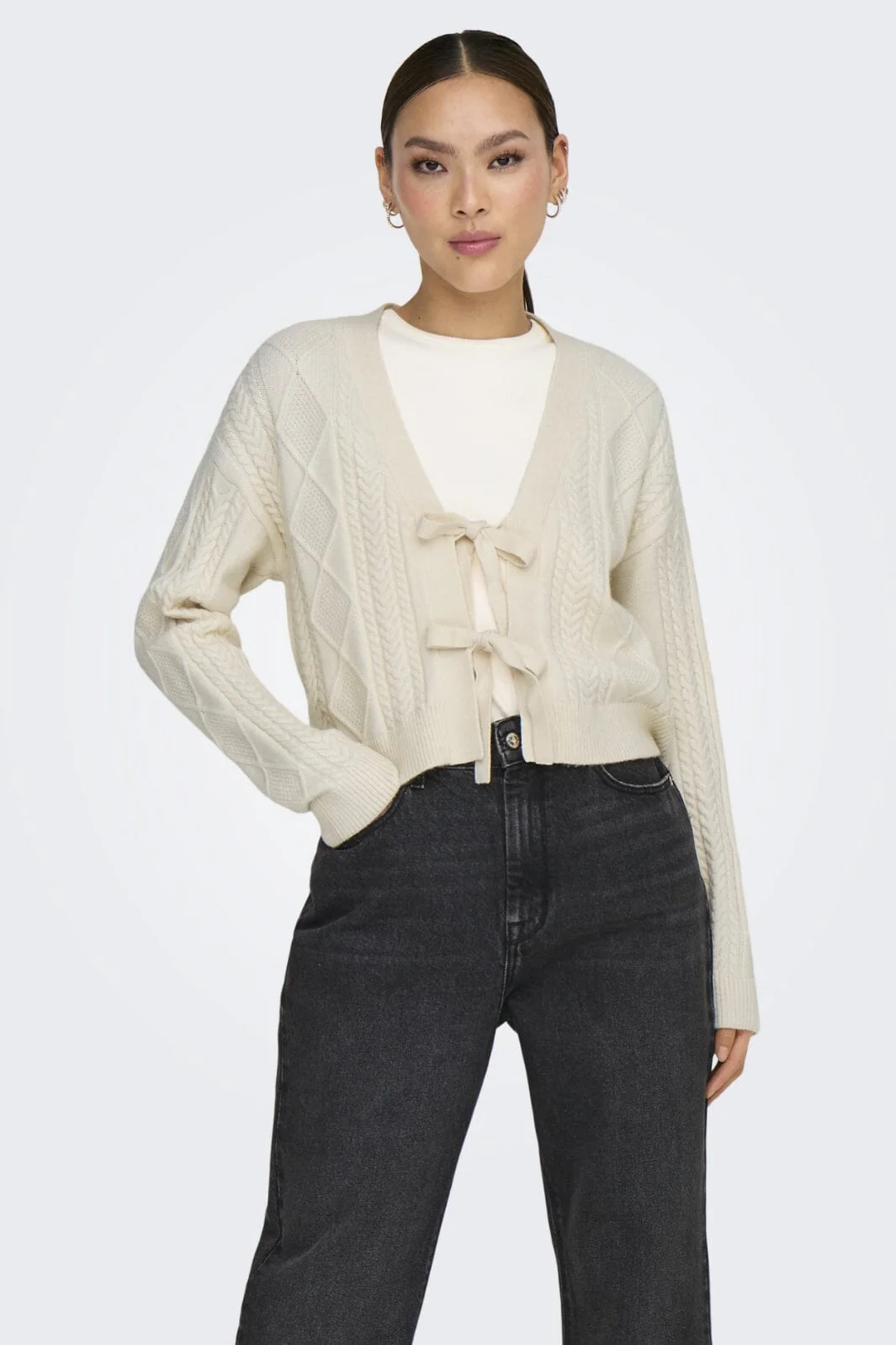 Only - Onlfia Ls String Cardigan Knt Nca - 4510273 Whitecap Gray - Image 6