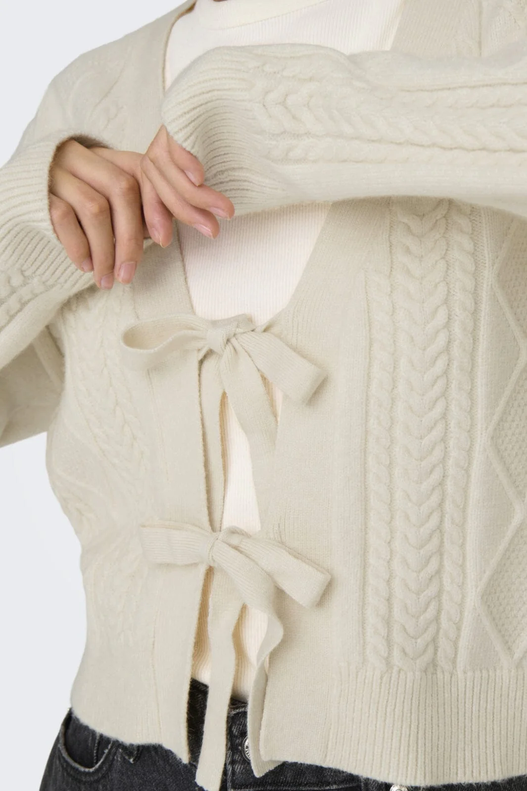 Only - Onlfia Ls String Cardigan Knt Nca - 4510273 Whitecap Gray - Image 7