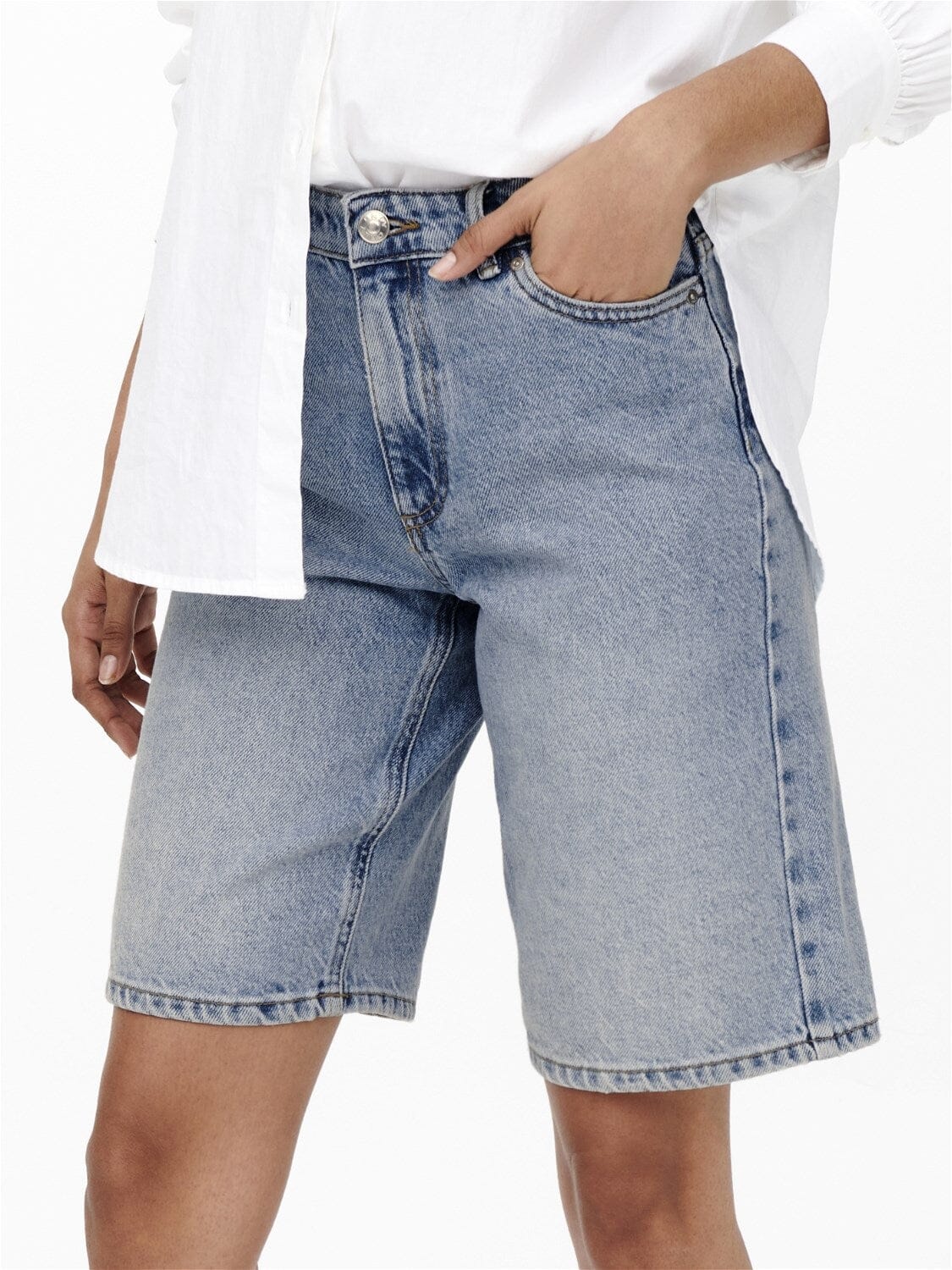 Only - Onlsonny hw wide dnm shorts - Light Blue Denim - Image 4