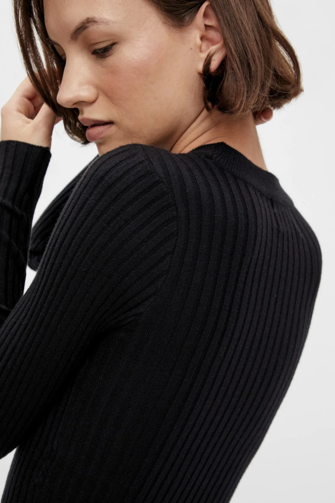 Pieces - PcCrista LS O-Neck Knit Dress - Black - Image 4