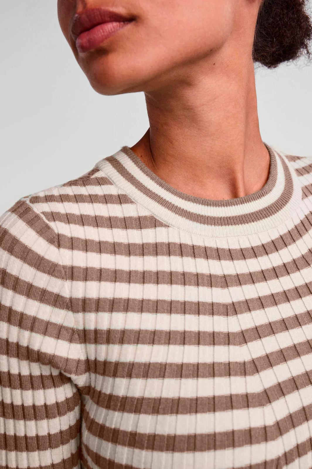 Pieces - Pccrista Ls O Neck Knit Noos Bc - Fossil/With Brich - Image 3