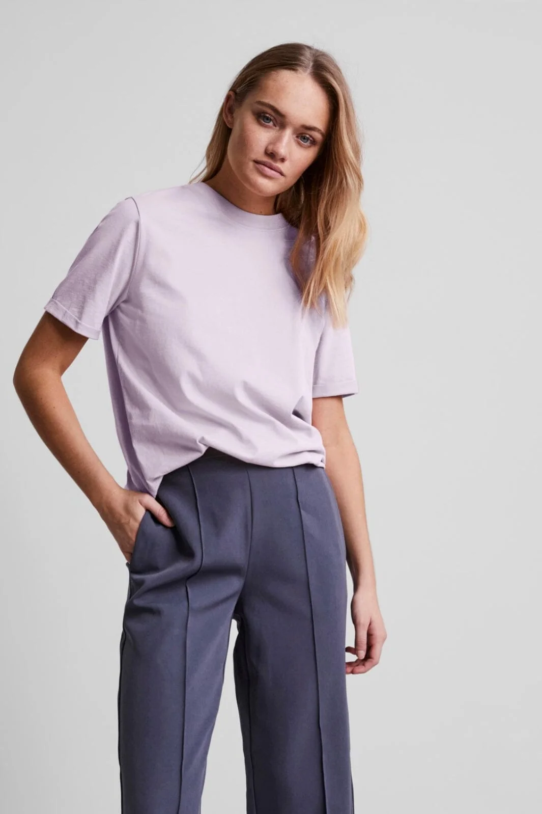 Pieces - Pcria Ss Fold Up Solid Tee - Lavendula - Image 4