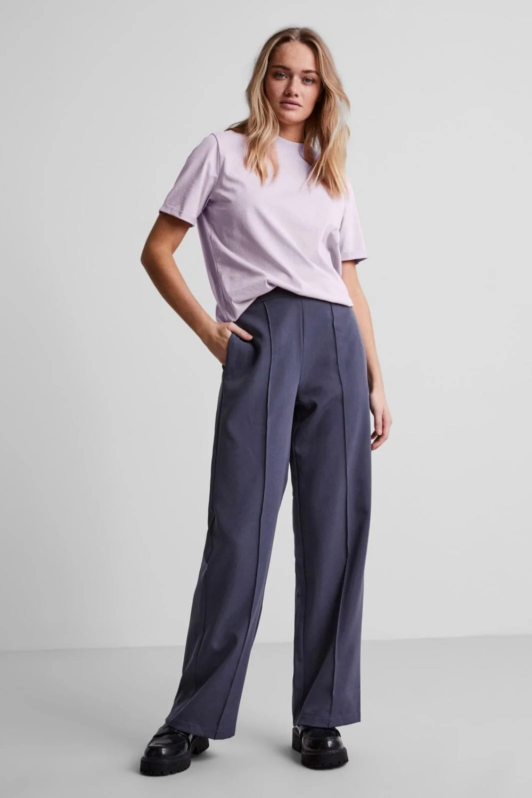 Pieces - Pcria Ss Fold Up Solid Tee - Lavendula - Image 5