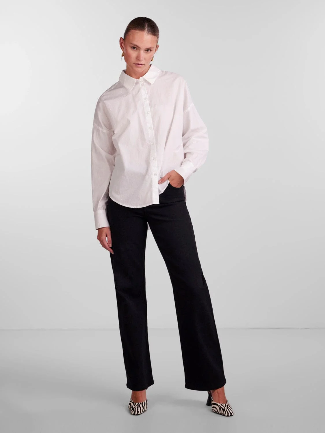 Pieces - Pctanne Ls Loose Shirt - 4121209 Cloud Dancer - Image 10