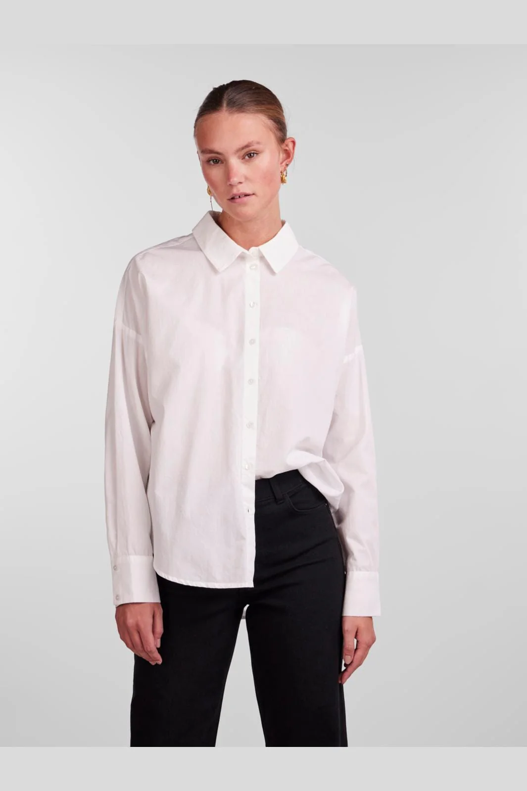 Pieces - Pctanne Ls Loose Shirt - 4121209 Cloud Dancer - Image 4